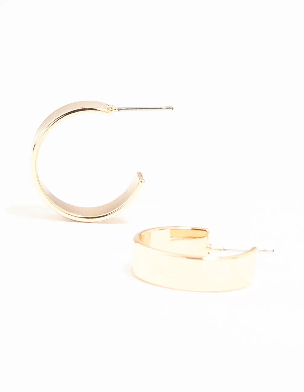 Small Gold Wide Flat Hoop Earrings sold by lovisa