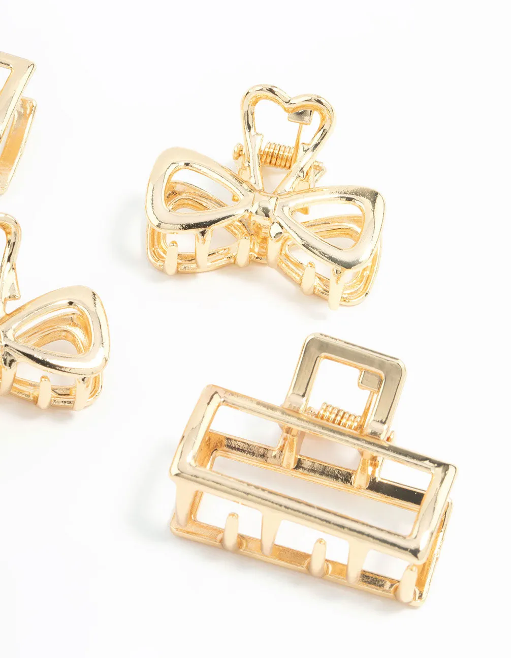 Gold Open Rectangle & Bow Claw Clips 6-Pack sold by lovisa product image thumbnail 2