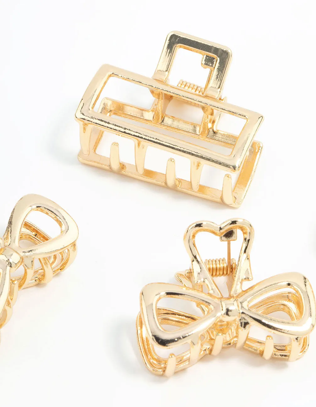Gold Open Rectangle & Bow Claw Clips 6-Pack sold by lovisa product image thumbnail 3