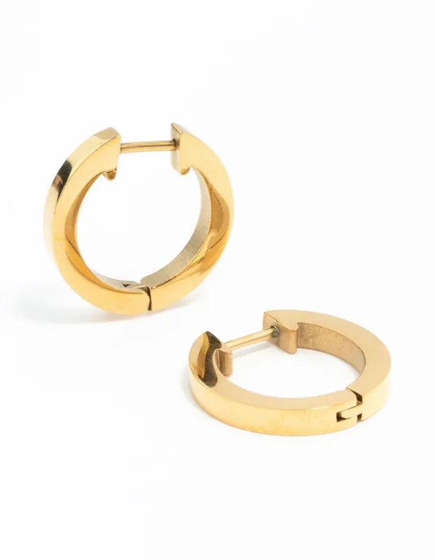 Waterproof Gold Plated Stainless Steel Basic Clicker Hoop Earrings sold by lovisa