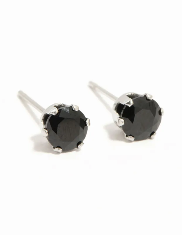 Waterproof Black Diamante Stainless Steel Stud Earrings sold by lovisa