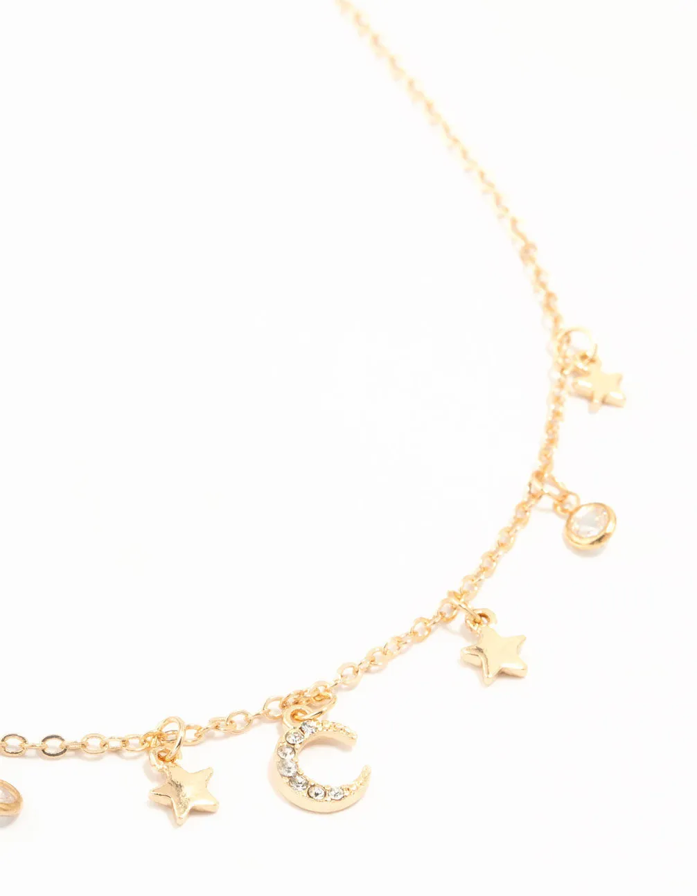 Gold Celestial Diamante Drop Necklace sold by lovisa