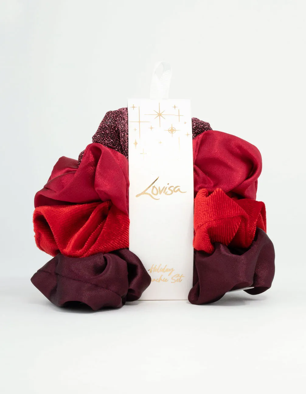 Red & Burgundy Scrunchies 4-Pack sold by lovisa product image thumbnail 3