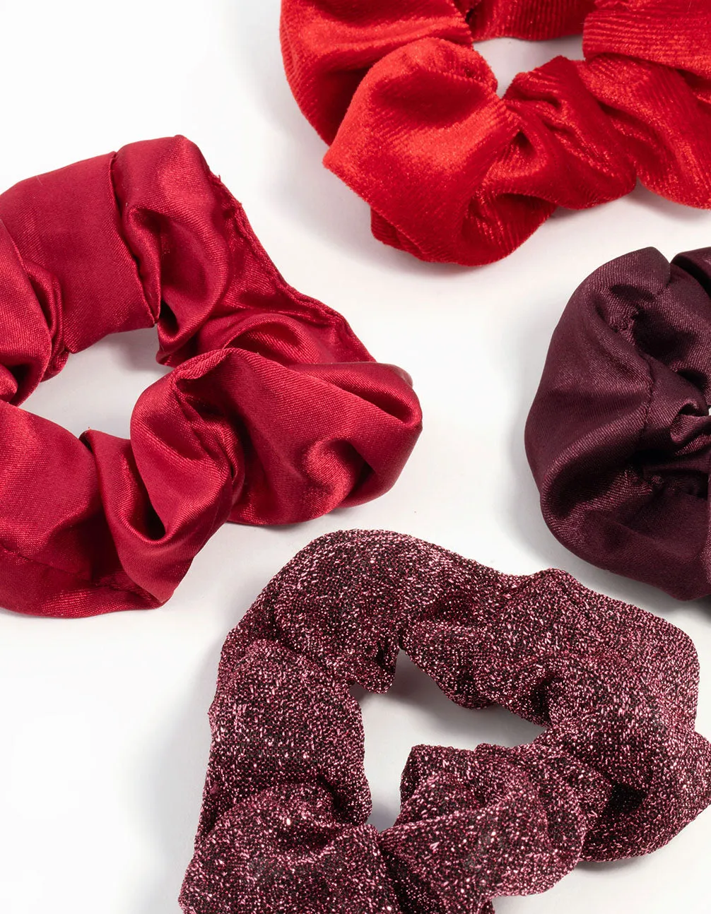 Red & Burgundy Scrunchies 4-Pack sold by lovisa product image thumbnail 2