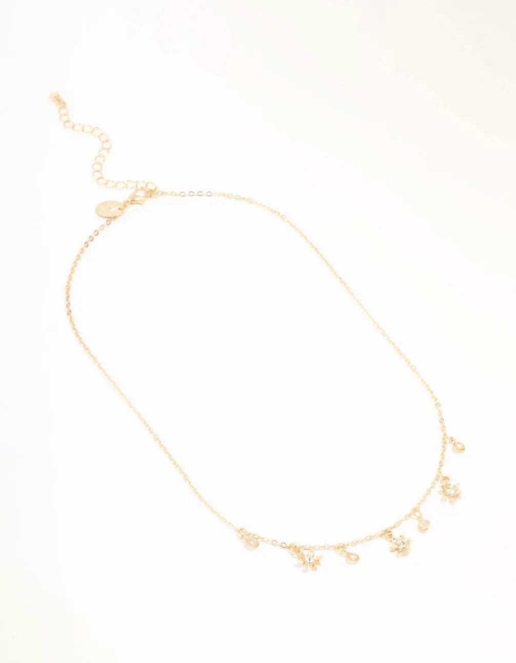 Gold Flower Diamante Droplet Necklace sold by lovisa product image thumbnail 2