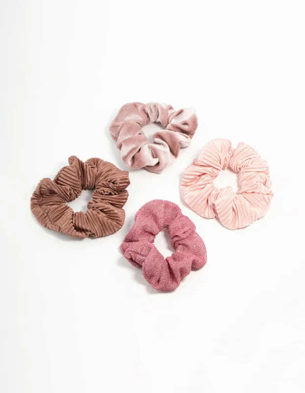 Dark & Light Pink Scrunchies 4-Pack sold by lovisa