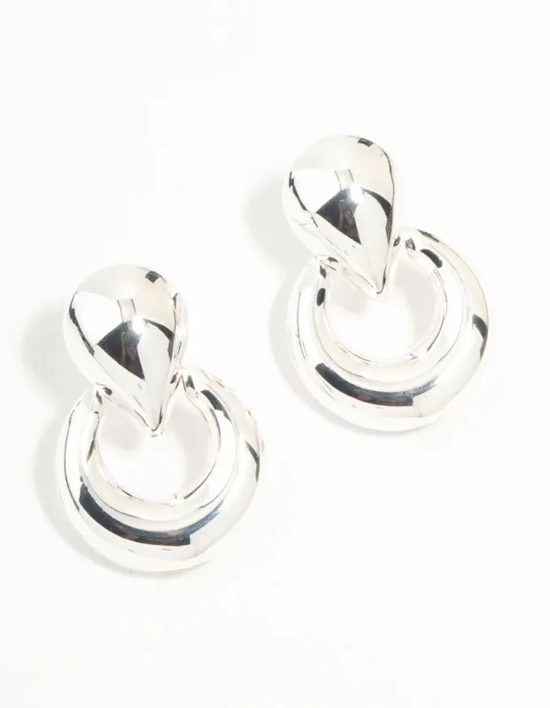 Clean Silver Doorknocker Stud Earrings sold by lovisa
