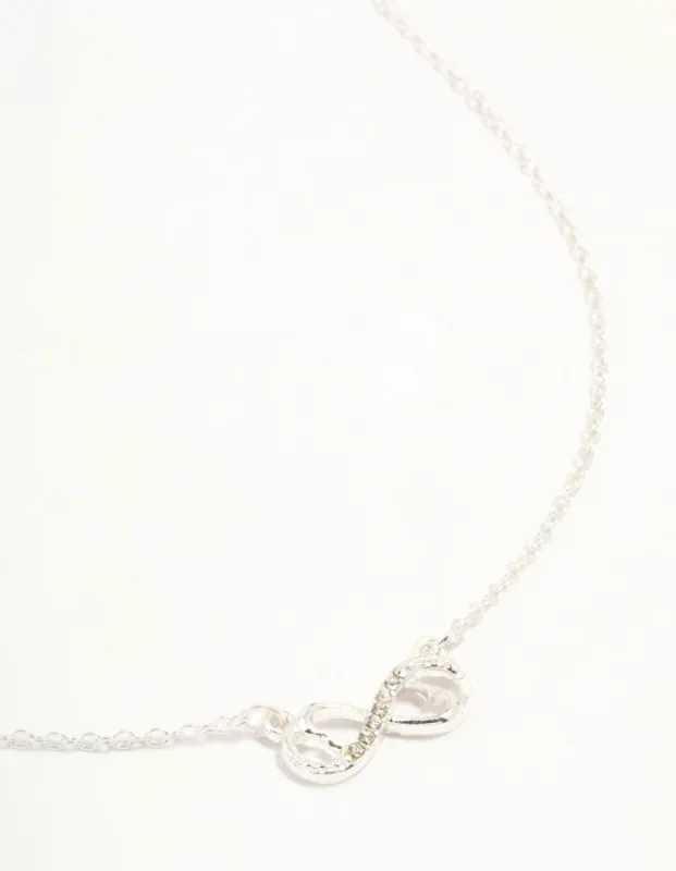 Silver Diamante Infinity With Heart Necklace sold by lovisa