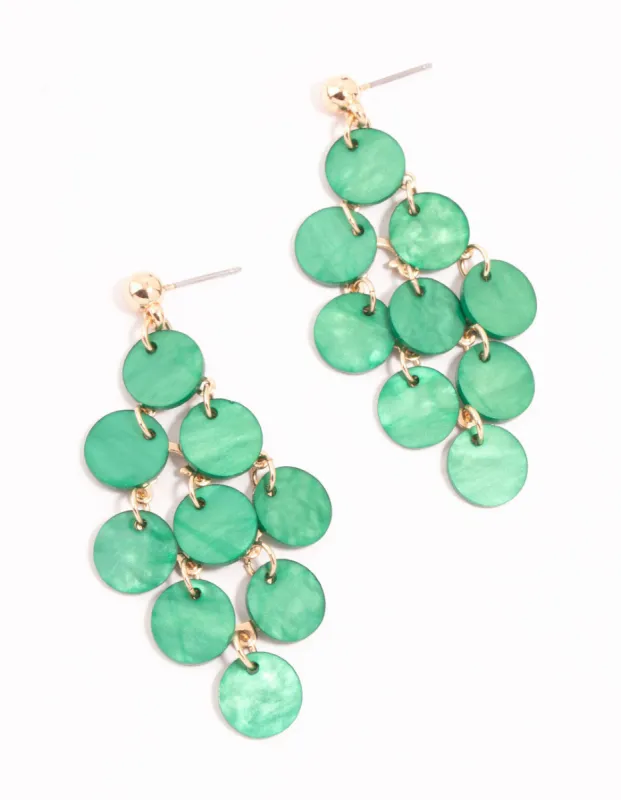 Green Acrylic Cascading Discs Drop Earrings sold by lovisa
