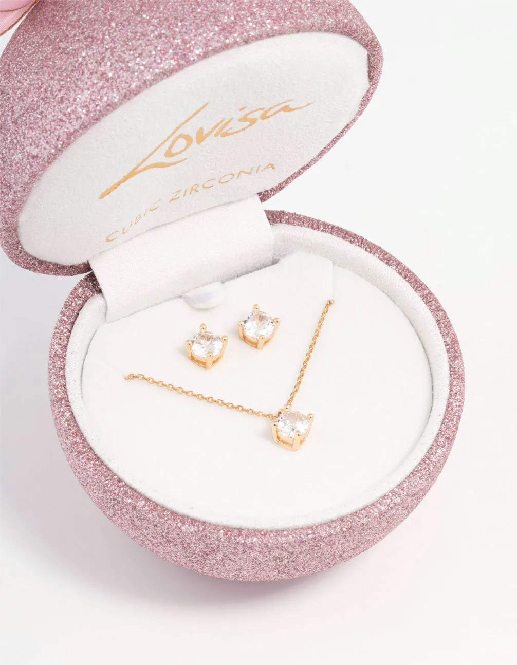 Gold Cubic Zirconia Necklace & Stud Earrings Set sold by lovisa product image thumbnail 4