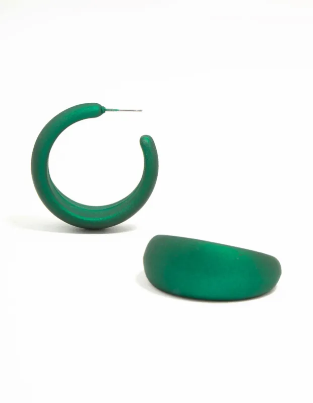 Green Coated Metal Pearlised Hoop Earrings sold by lovisa
