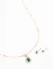 Gold Emerald Cubic Zirconia Necklace & Stud Earrings Set sold by lovisa