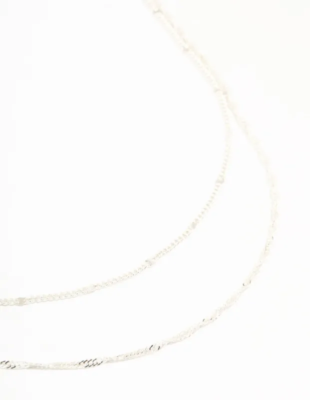 Silver Rope Layered Chain Necklace sold by lovisa