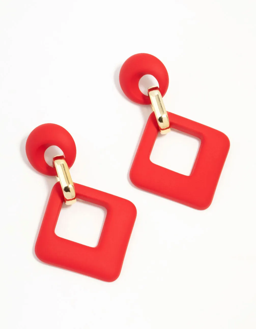 Red Acrylic Diamond Link Drop Earrings sold by lovisa
