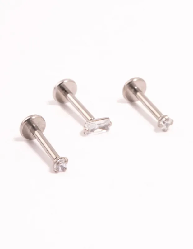 Titanium Baguette Cubic Zirconia Flat Backs 3-Pack sold by lovisa