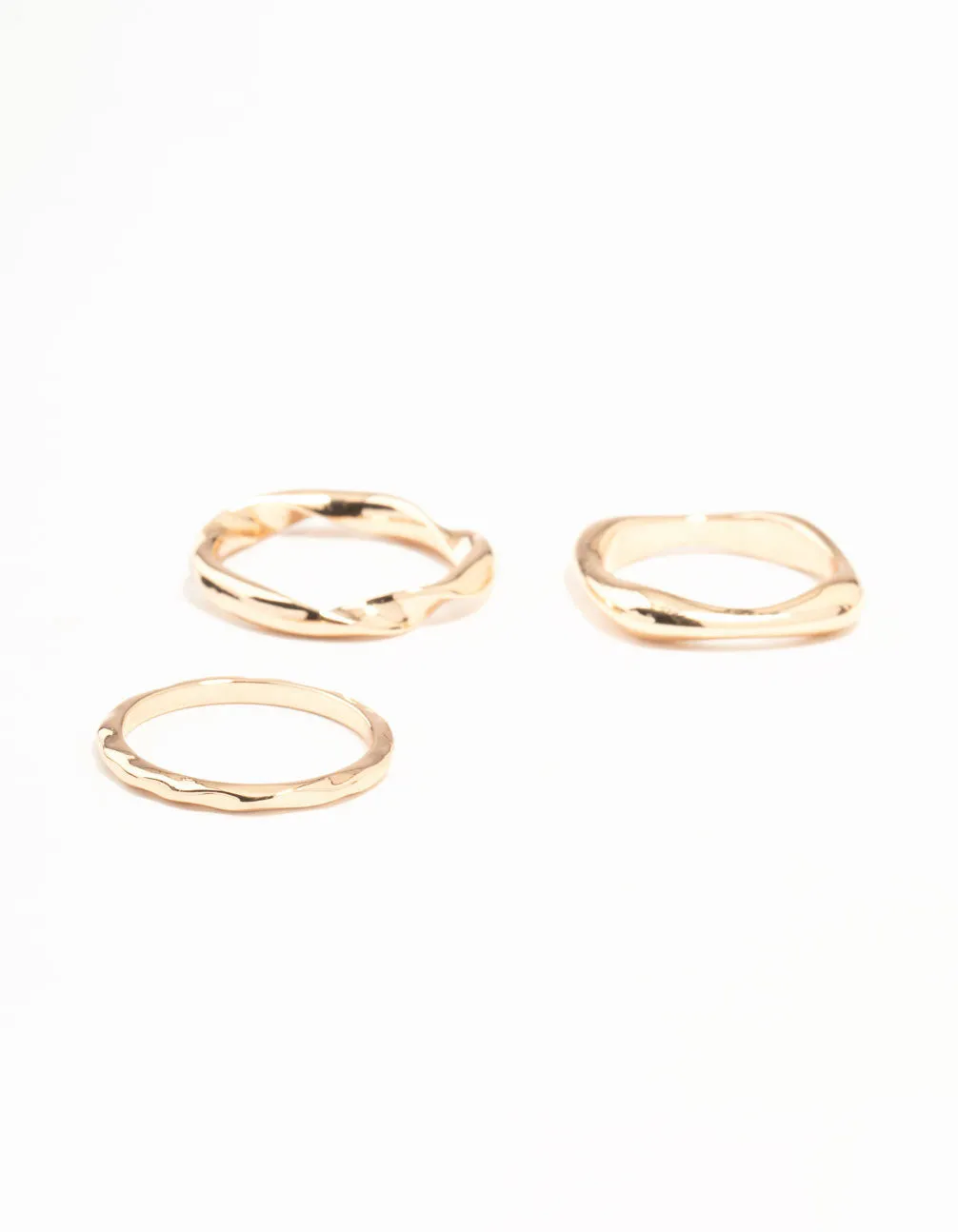 Gold Irregular Shaped Rings 3-Pack sold by lovisa
