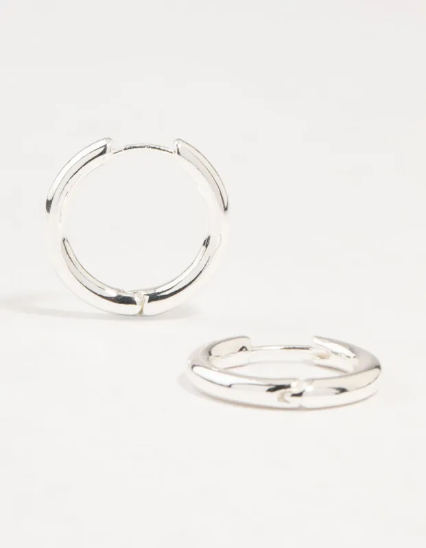 Silver Round Medium Huggie Earrings sold by lovisa