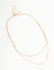 Waterproof Gold Plated Stainless Steel Layered Pearl Pendant Necklace sold by lovisa