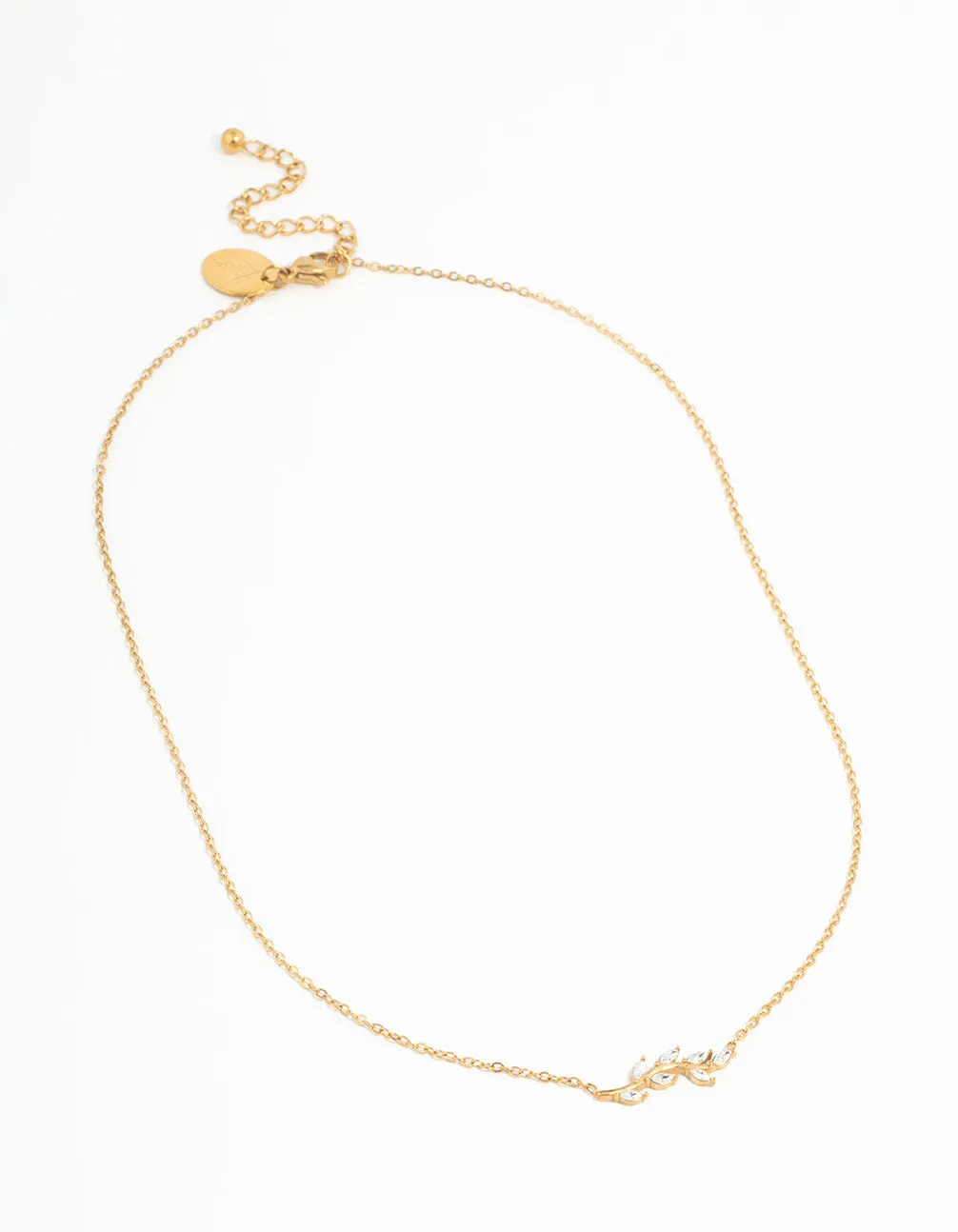 Waterproof Gold Plated Stainless Steel Cubic Zirconia Leaf Pendant Necklace sold by lovisa product image thumbnail 2