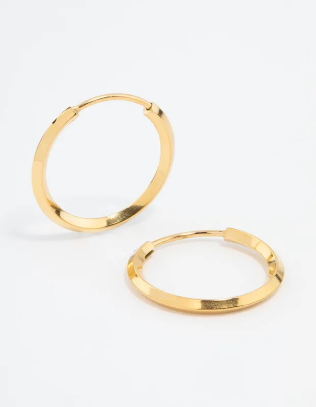 Waterproof Gold Plated Stainless Steel Point Edge Hoop Earrings sold by lovisa