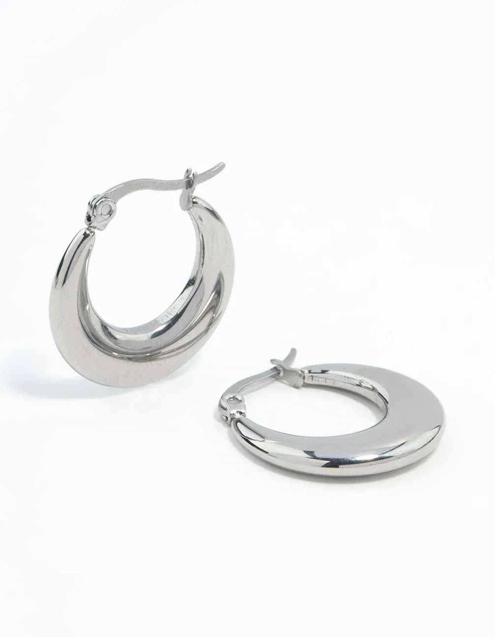 Waterproof Stainless Steel Flat Crescent Hoop Earrings sold by lovisa