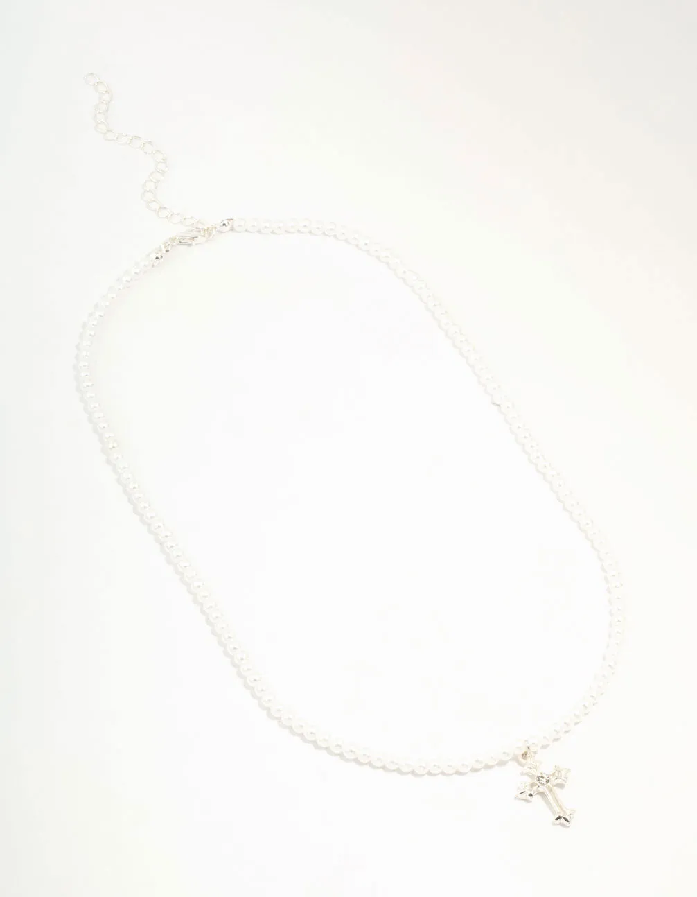 Silver Pearl Cross Pendant Necklace sold by lovisa product image thumbnail 2