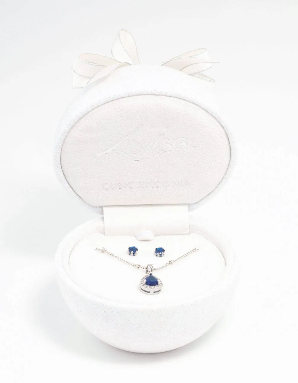 Blue Cubic Zirconia Rhodium Necklace & Stud Earrings Set sold by lovisa product image thumbnail 3