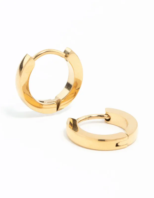 Waterproof Gold Plated Stainless Steel Thin Clicker Earrings sold by lovisa