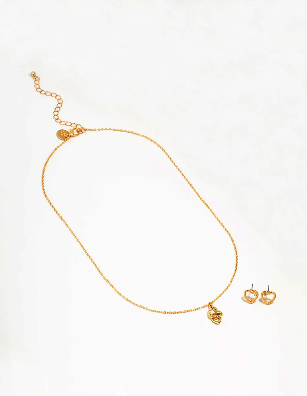 Gold Link Heart Diamante Necklace & Earrings Set sold by lovisa product image thumbnail 2