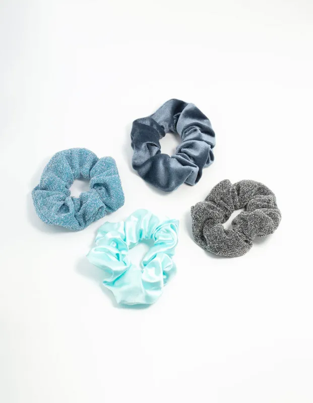 Light & Dark Blue Scrunchies 4-Pack sold by lovisa