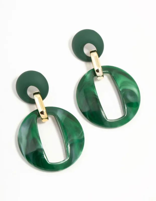 Green Acrylic Double Round Link Drop Earrings sold by lovisa