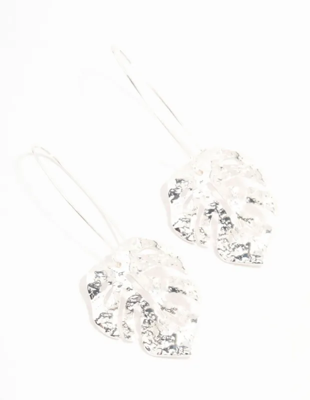 Silver Monstera Leaf Drop Earrings sold by lovisa