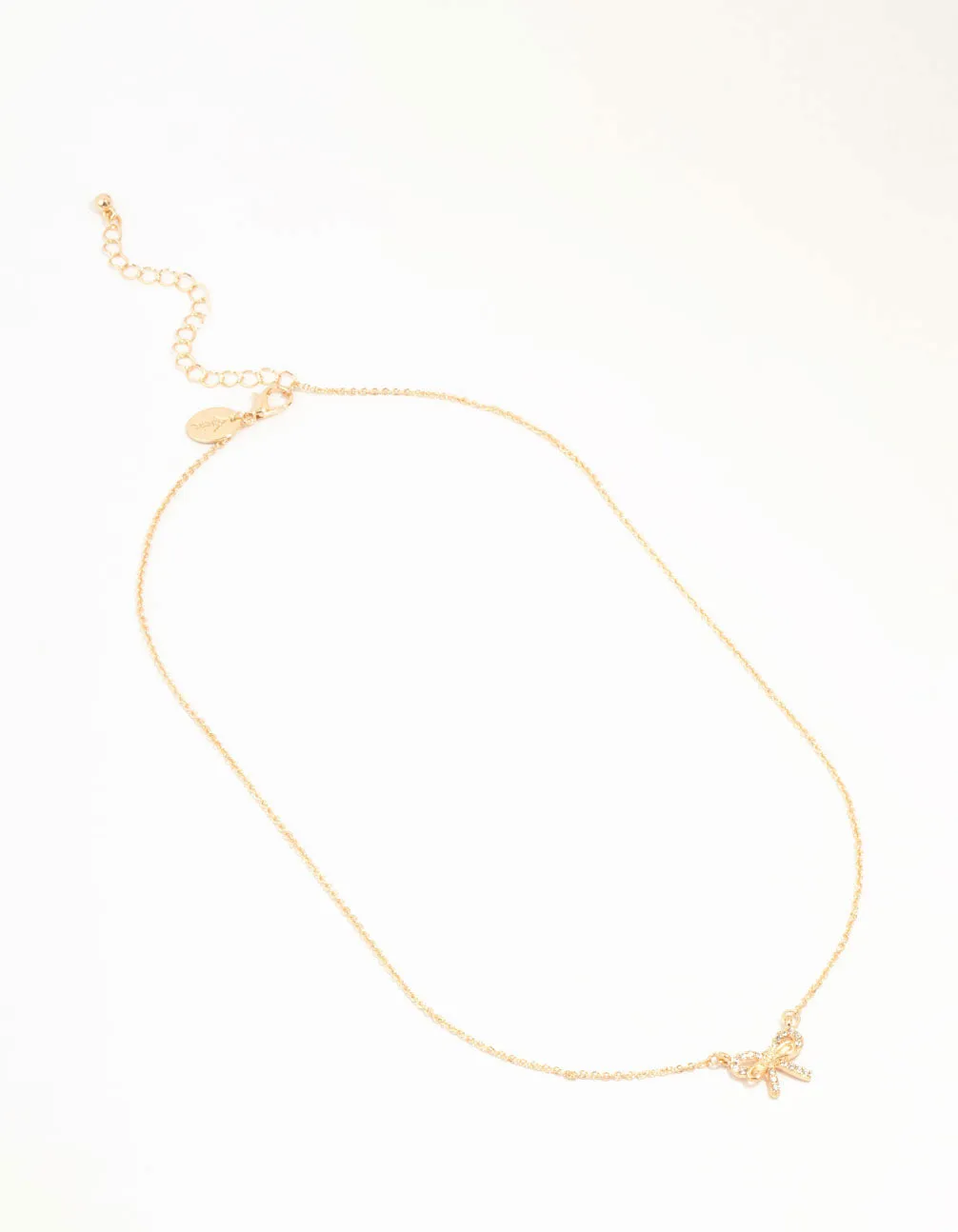 Gold Dainty Diamante Bow Necklace sold by lovisa product image thumbnail 2