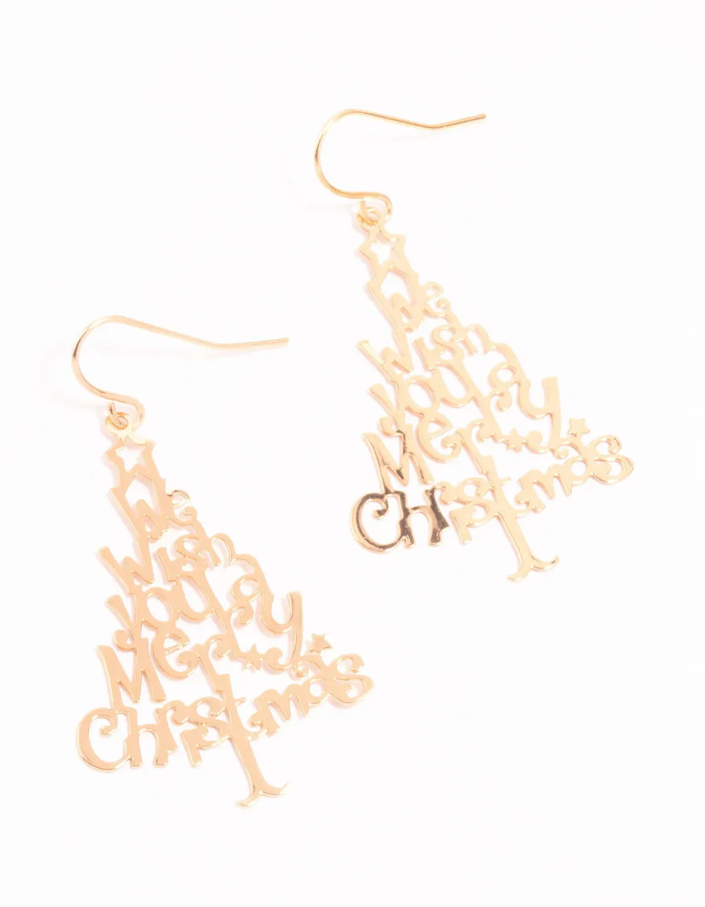 Gold Merry Christmas Tree Drop Earrings sold by lovisa