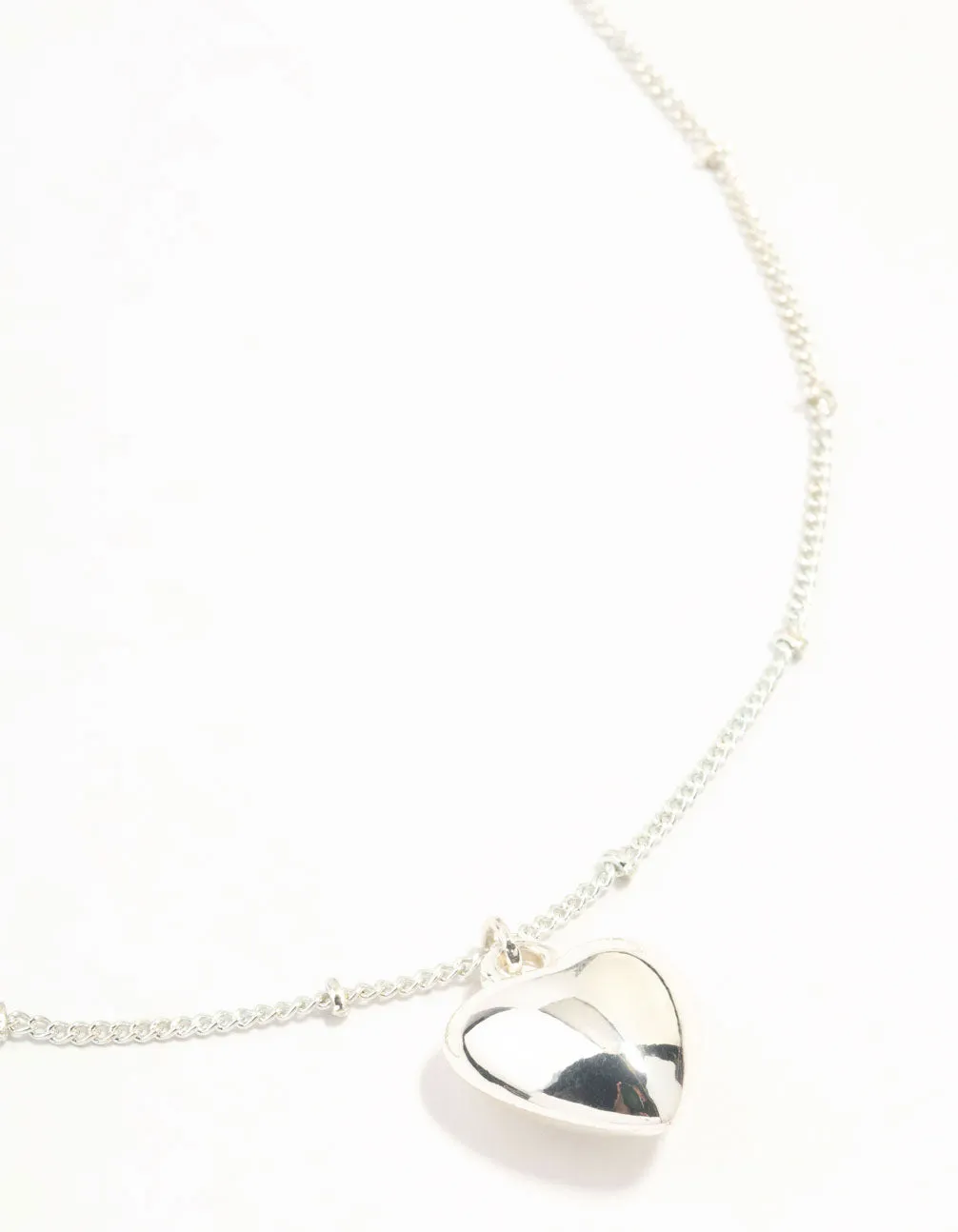 Silver Puffy Heart Ball Chain Necklace sold by lovisa