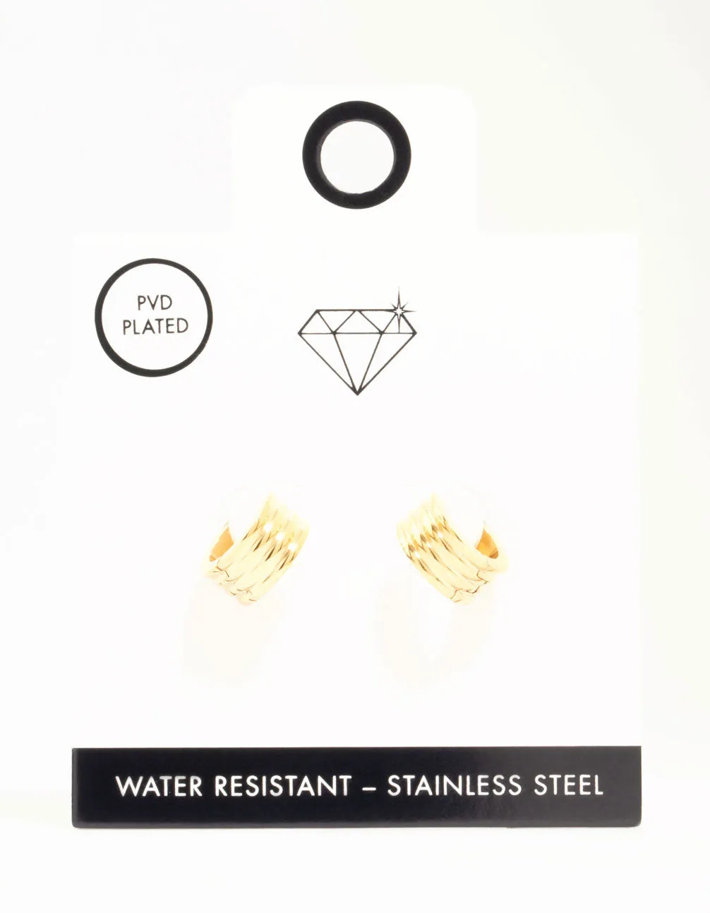 Waterproof Gold Plated Stainless Steel Ribbed Huggie Earrings sold by lovisa product image thumbnail 3