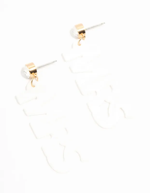 Mrs. Acrylic Bridal Drop Earrings sold by lovisa