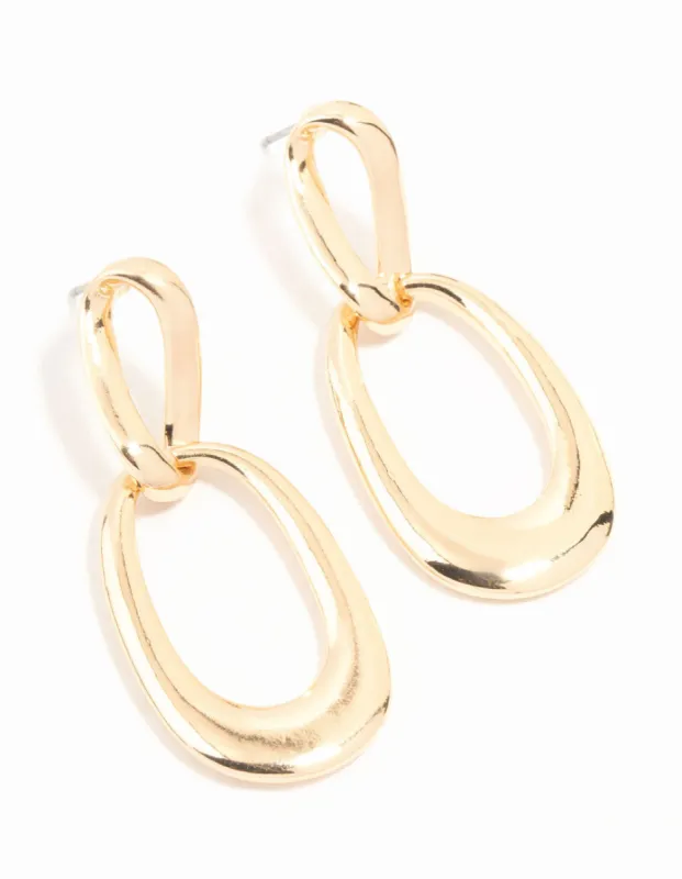 Gold Irregular Chain Link Drop Earrings sold by lovisa