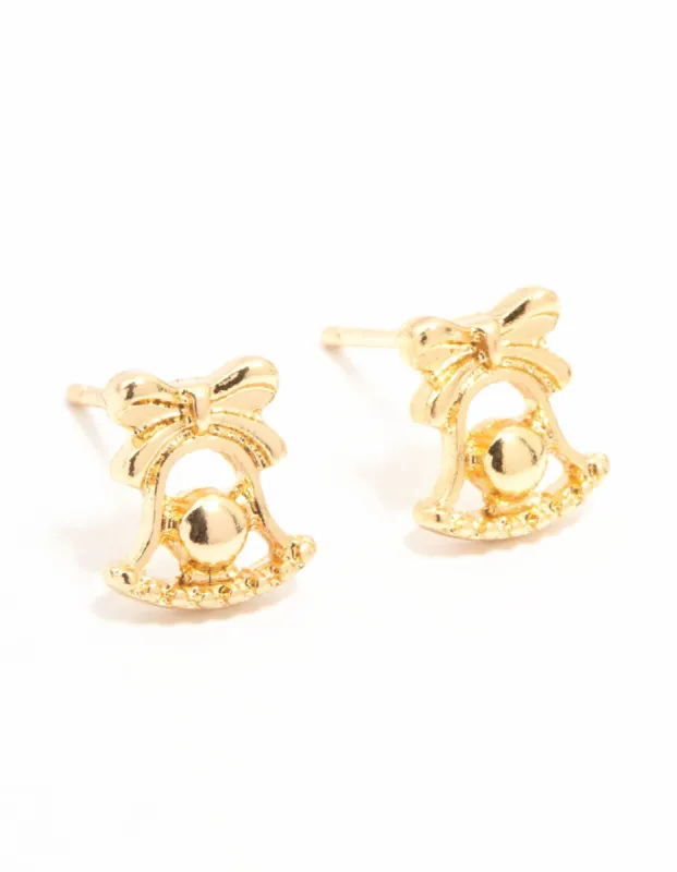 Gold Jingle Bell Gold Stud Earrings sold by lovisa