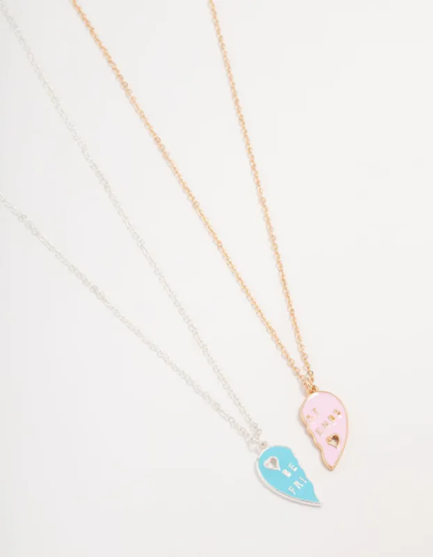 Pink & Blue Best Friend Necklaces 2-Pack sold by lovisa