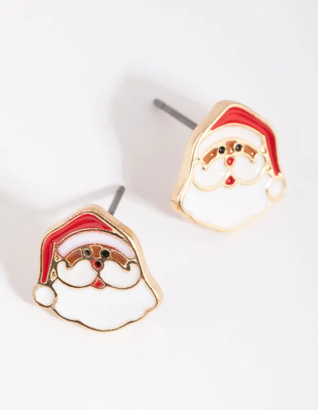 Gold Enamel Santa Stud Earrings sold by lovisa