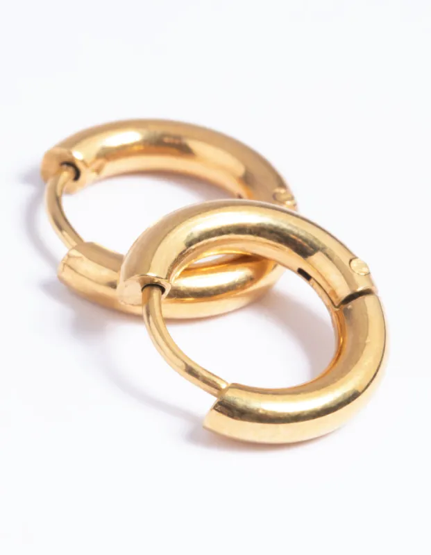 Gold Plated Surgical Steel Chunky Huggie Hoop Earrings sold by lovisa