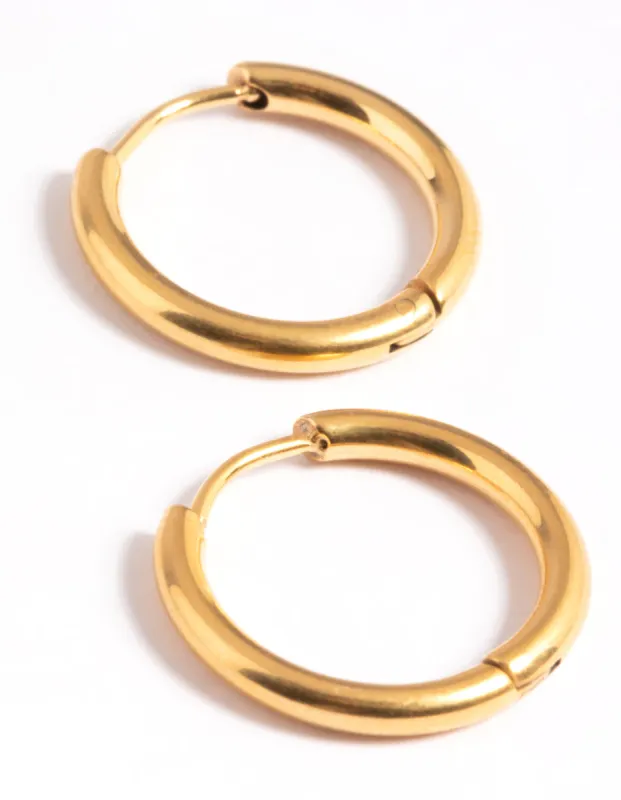 Gold Plated Surgical Steel Thin 12mm Hoop Earrings sold by lovisa