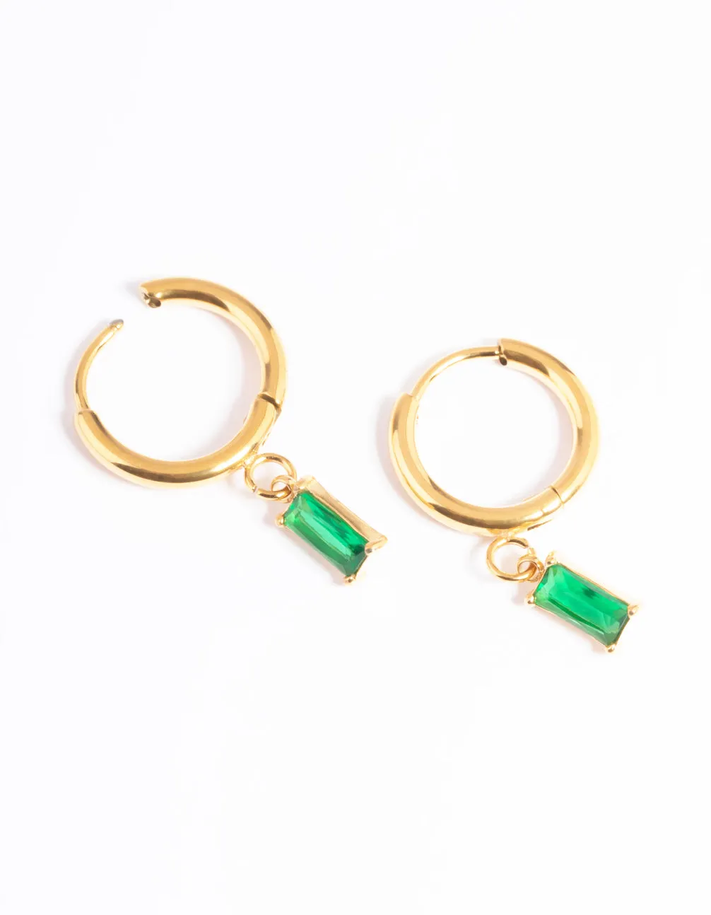 Gold Plated Surgical Steel Square Cubic Zirconia Hoop Earrings sold by lovisa product image thumbnail 3