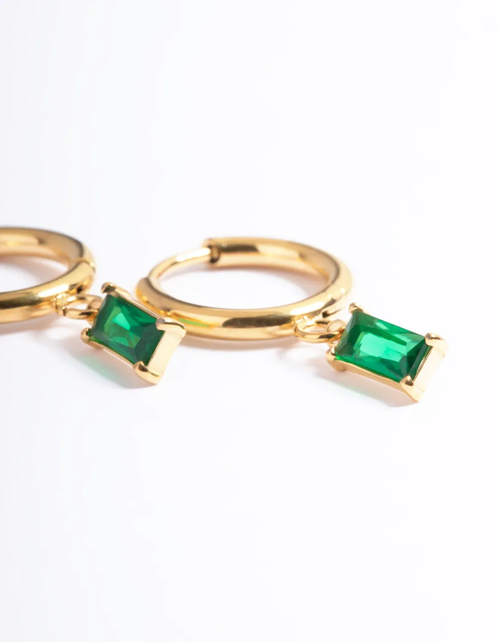 Gold Plated Surgical Steel Square Cubic Zirconia Hoop Earrings sold by lovisa product image thumbnail 2