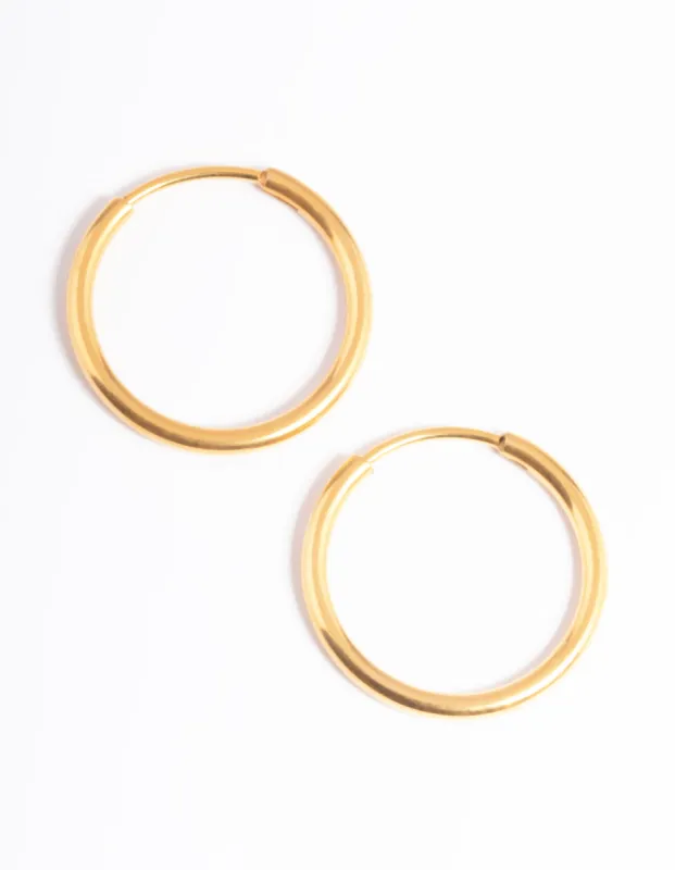 Gold Plated Surgical Steel Thin 18mm Hoop Earrings sold by lovisa