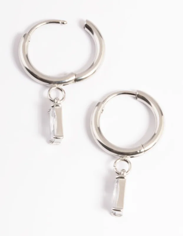 Surgical Steel Square Cubic Zirconia Hoop Earrings sold by lovisa