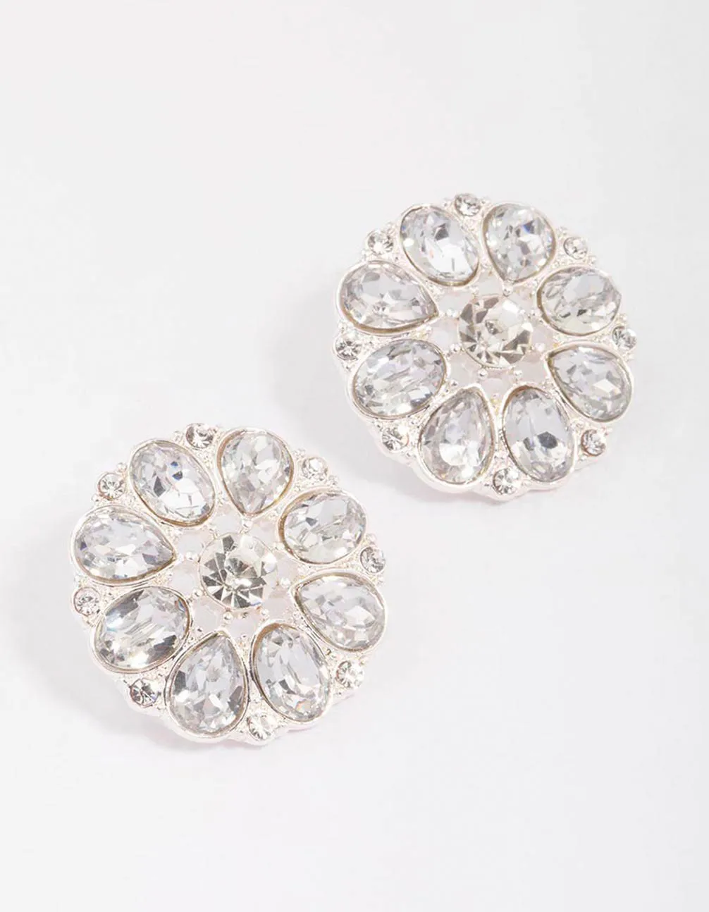 Silver Flower Diamante Encrusted Stud Earrings sold by lovisa