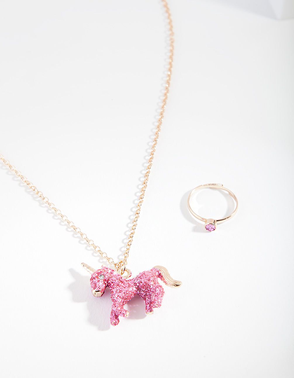 Kids Pink Glitter Unicorn Jewellery Set sold by lovisa