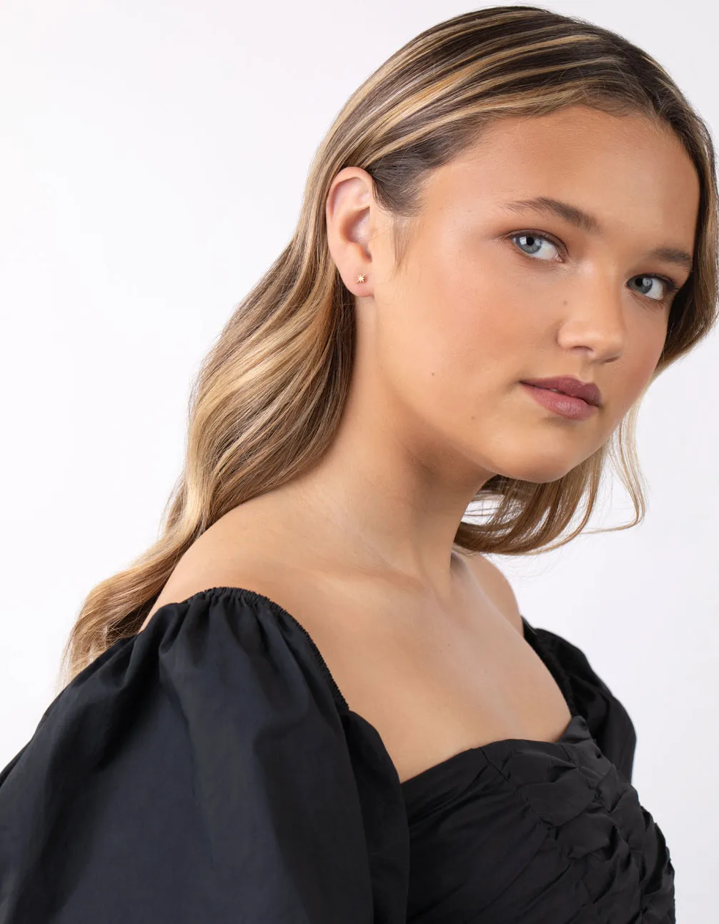 Gold Plated Sterling Silver Cubic Zirconia Starburst Earrings sold by lovisa product image thumbnail 5